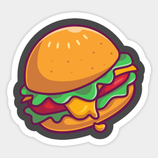 Cheese Burger Cartoon Illustration Sticker